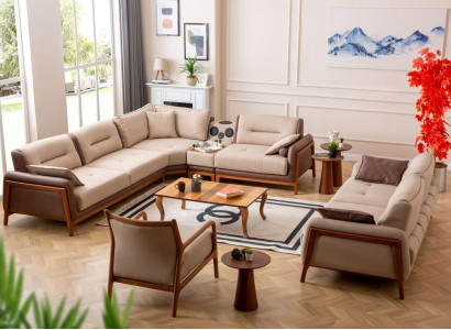 Luxury 3 pcs Living room Set Corner sofa L-shape 3 Seater Relax Armchair Furniture